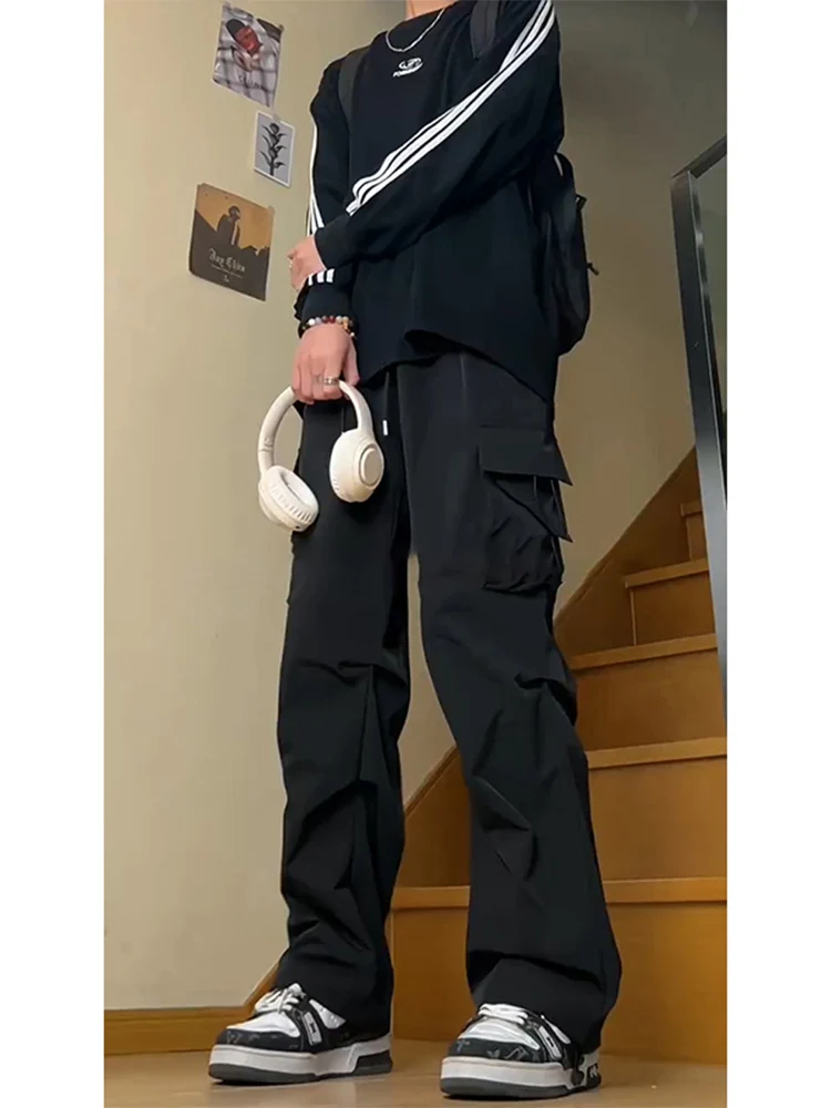 

Мужские брюки American Vibe прямого кроя, мягкие, водонепроницаемые, ветрозащитные, повседневные, черные, рабочие, модные, в уличном стиле