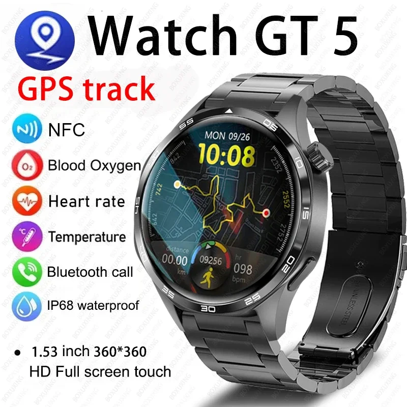 Pro Smartwatch Men NFC GPS Tracker AMOLED 360*360 HD Screen Heart Rate Bluetooth Call Sport Smart Watch