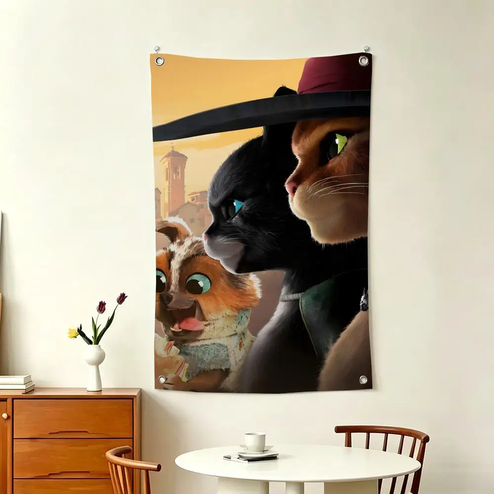 Fantasy Cartoon P-Puss in Boots The Last Wish Flags Home Decor Wall Hanging Vertical Flags Indoor Outdoor