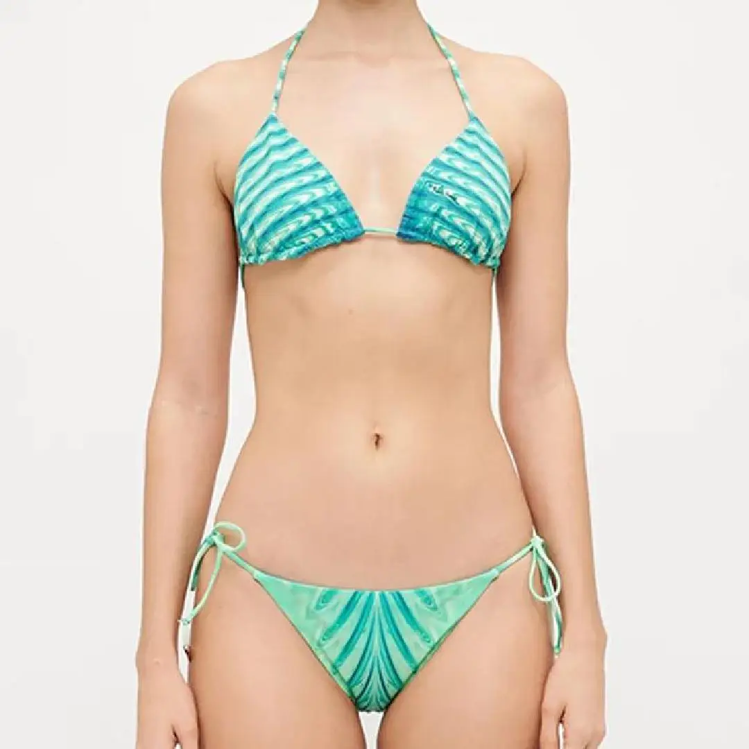 

2025 модный тренд, полосатый разделенный бикини, женский сексуальный трехточечный купальник для горячих девушек, модная пляжная одежда