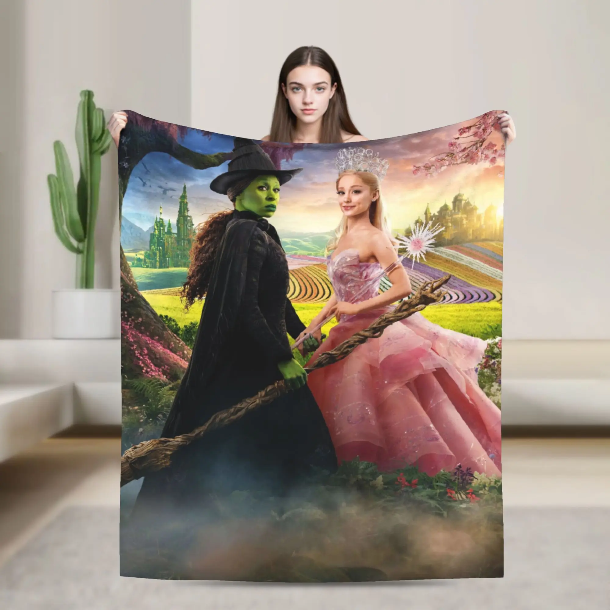 

Теплые одеяла Elphaba & Glinda Wicked Movie, детское плюшевое одеяло, графический диван-кровать, фланелевое покрывало, чехол для дивана-кровати