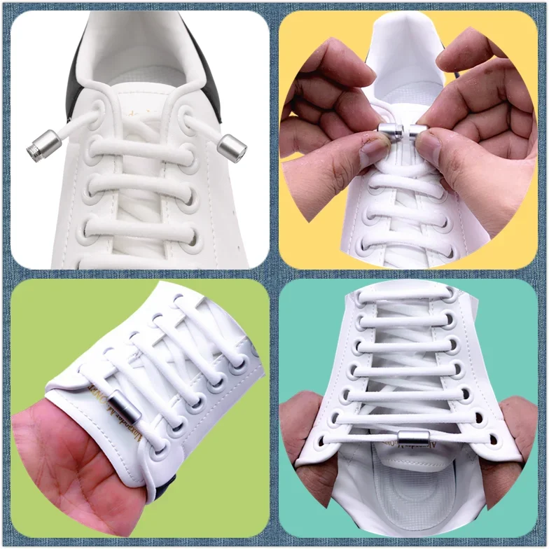 Cordones elásticos para perezosos para niños y adultos, cordones planos para zapatillas, se ajustan rápidamente a todos los zapatos, 1 par