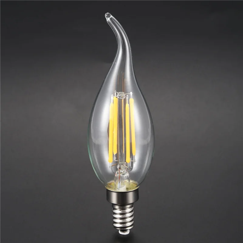10X Dimmable E12 4W COB  Candle Flame Filament LED Light Bulb Lamp 12.5X3.5Cm