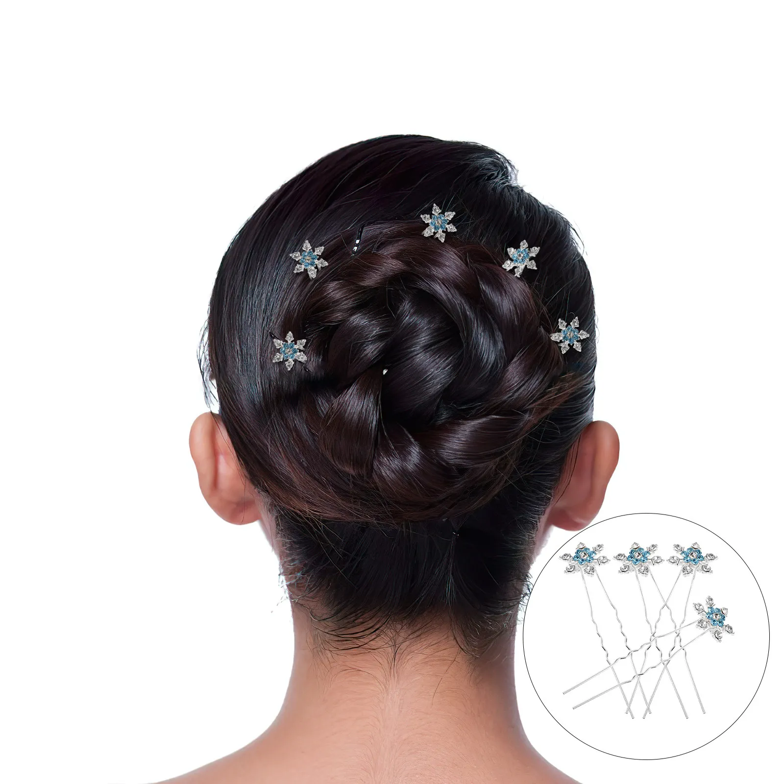 12Pcs Crystal Snowflake Hairpin Elegant Headwear for Bride Women Wedding Party Prom Fashionable Hair Accessories Decor
