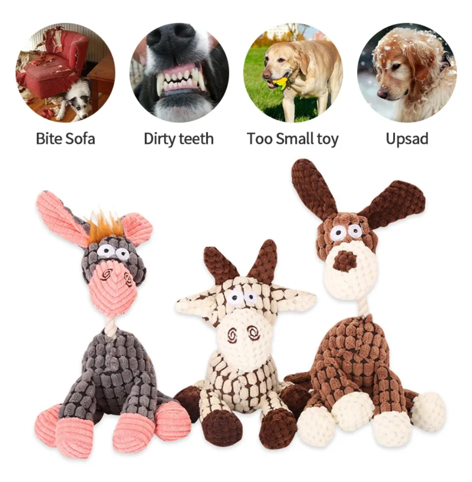 

Donkey Dog Toys for Large Dogs Plush Stuffed Dog Toys for Aggressive Chewers Stuffed Dog Toys Durable Squeaky Puppy Chew Toys