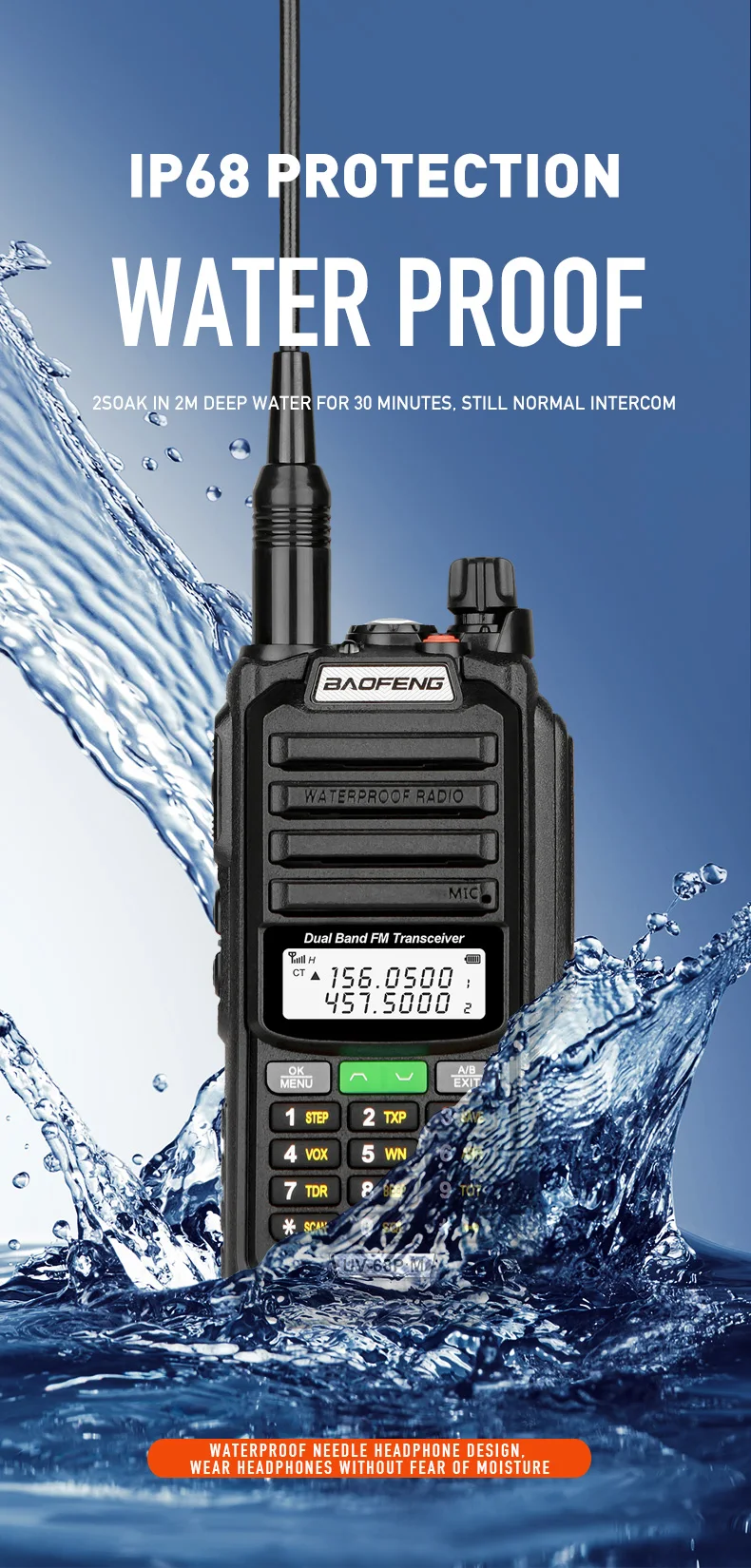 Tri-Power Baofeng UV-68 PRO MAX V2 Walkie-Talkie, 10W Hochleistungs-711-Antennen-Funkgerät Zweiwege-Funkgerät mit Großer Reichweite Typ-C Schnellladung – Detail 3