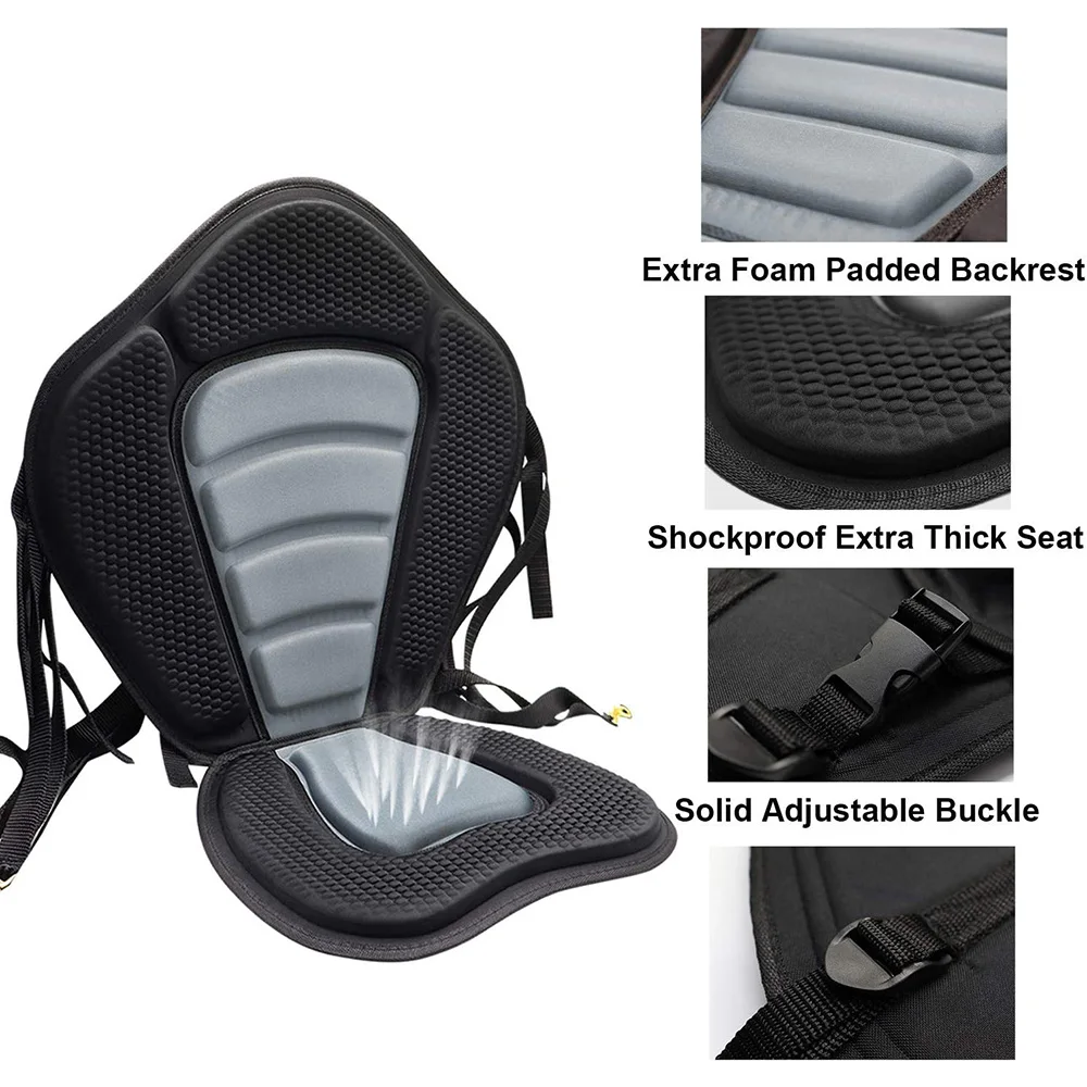 NPOT Back Support Adjustable Straps Boat Seat  And Cushioned Fishing Seat Deluxe Padded Cushion Kayak Seat