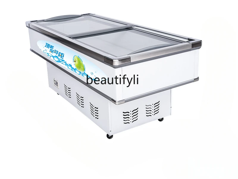 

Commercial Display Cabinet Supermarket Fresh Meat Seafood Freezer Horizontal Glass Door Quick Freezer