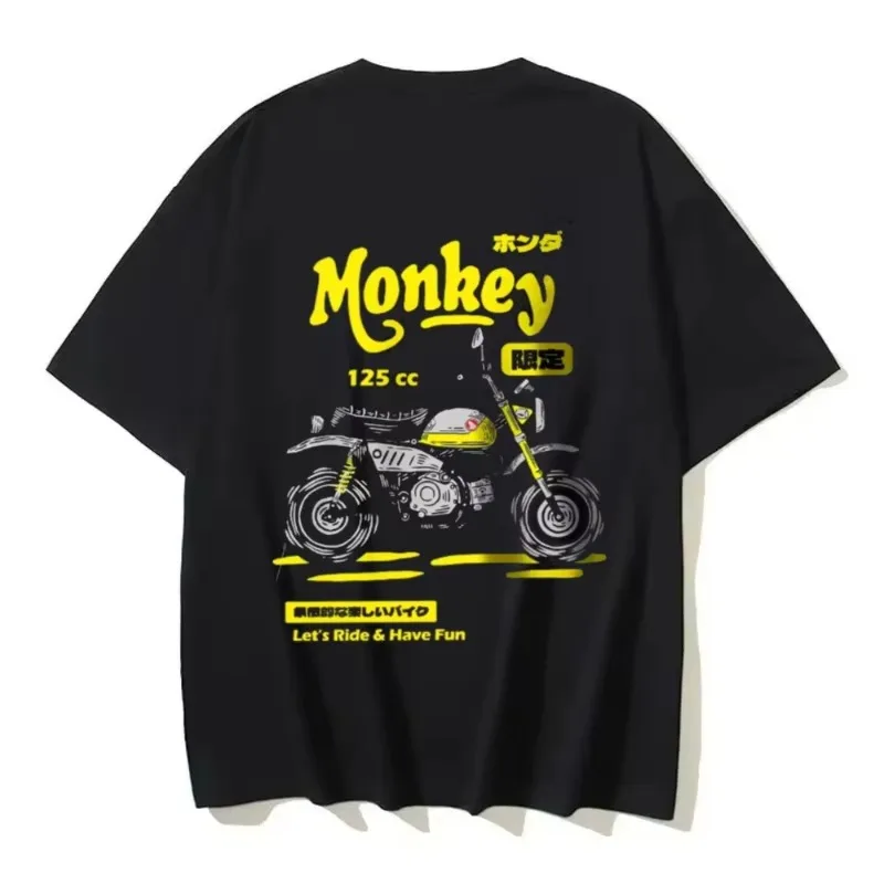 

Honda Vintage Motorcycle Sketch T-shirt Hand-painted Bicycle Graphicsmen and Women Retro Motorcycle Style Oversized Clothing Top