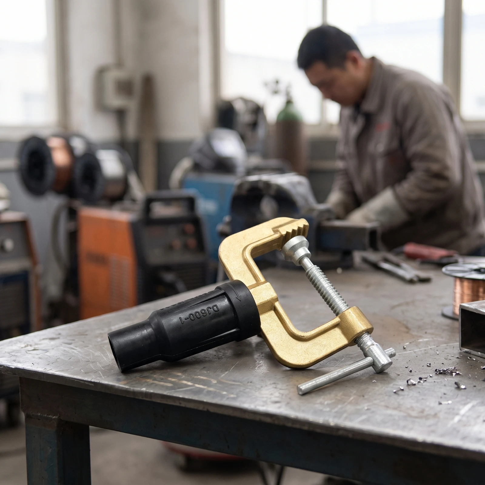 welding-ground-clamp-solid-brass-body-insulated-handle-serrated-jaw-screw-lock-for-industrial-maintenance-tasks