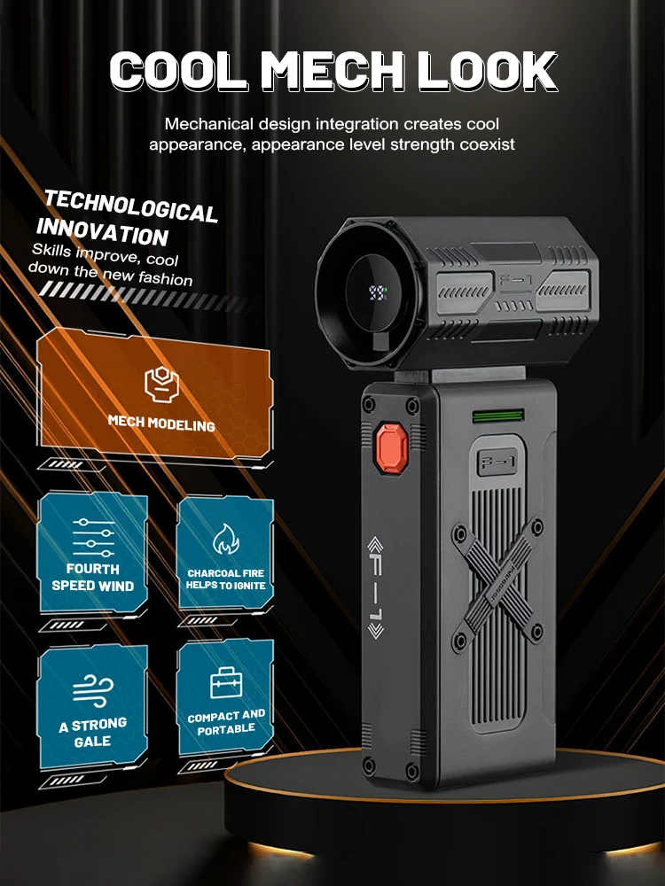 2025 NIEUWE Mini Turbo Jet Fan 40000 RPM Borstelloze Motor Verstelbare windsnelheid Handheld Kanaalventilator 4000mA Turbo Fan met Power Display