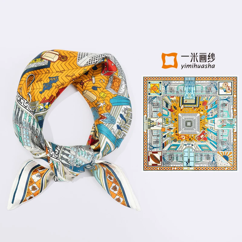 00-桑絹スクエアスカーフプリントネクタイ日焼け止めママギフトボックスメートル絹絹織りおしゃれ夏アクセサリー