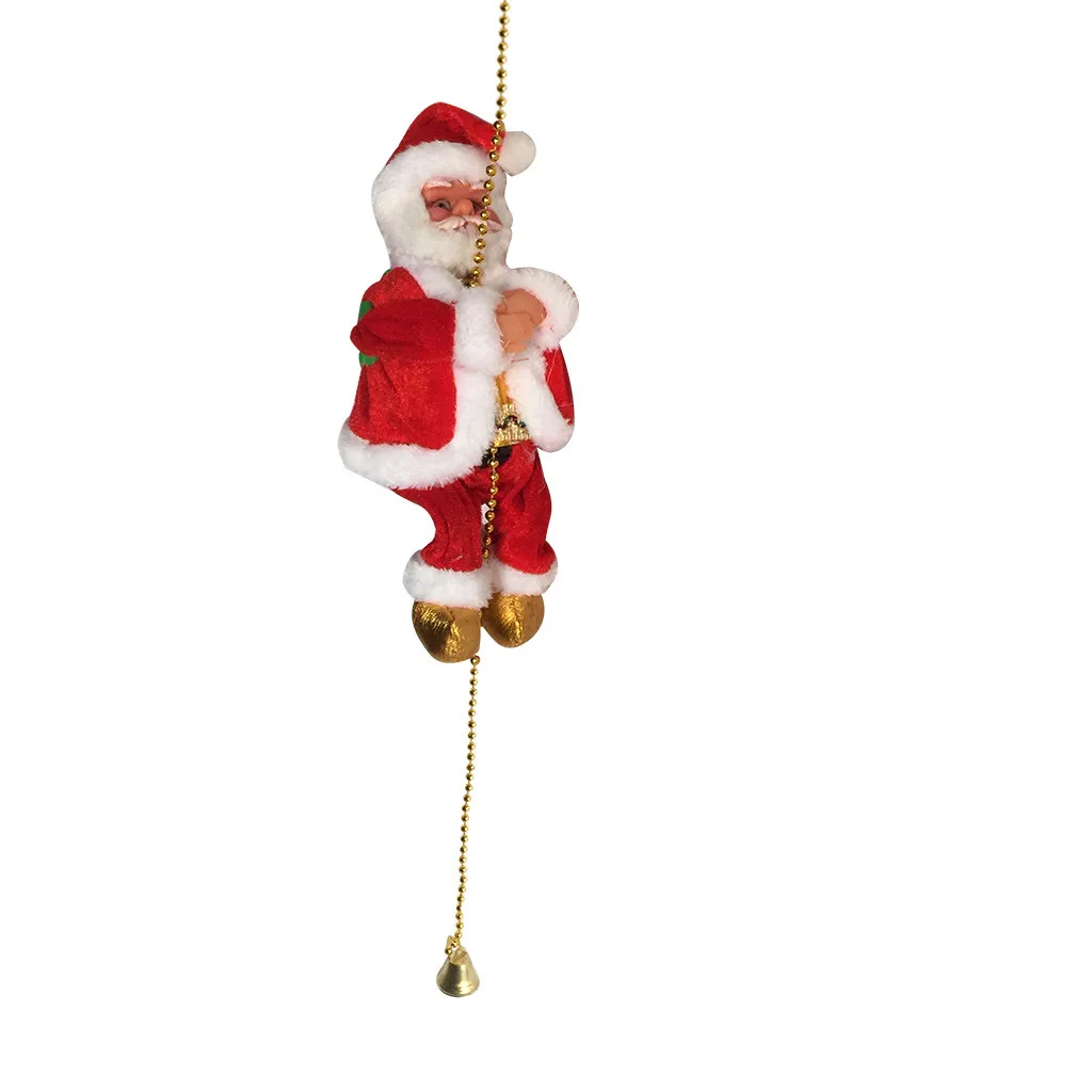 Electric Santa Climbing Christmas Ladder Ornament Figurine Gifts Home Decor Stained Glass Window Hangings Small