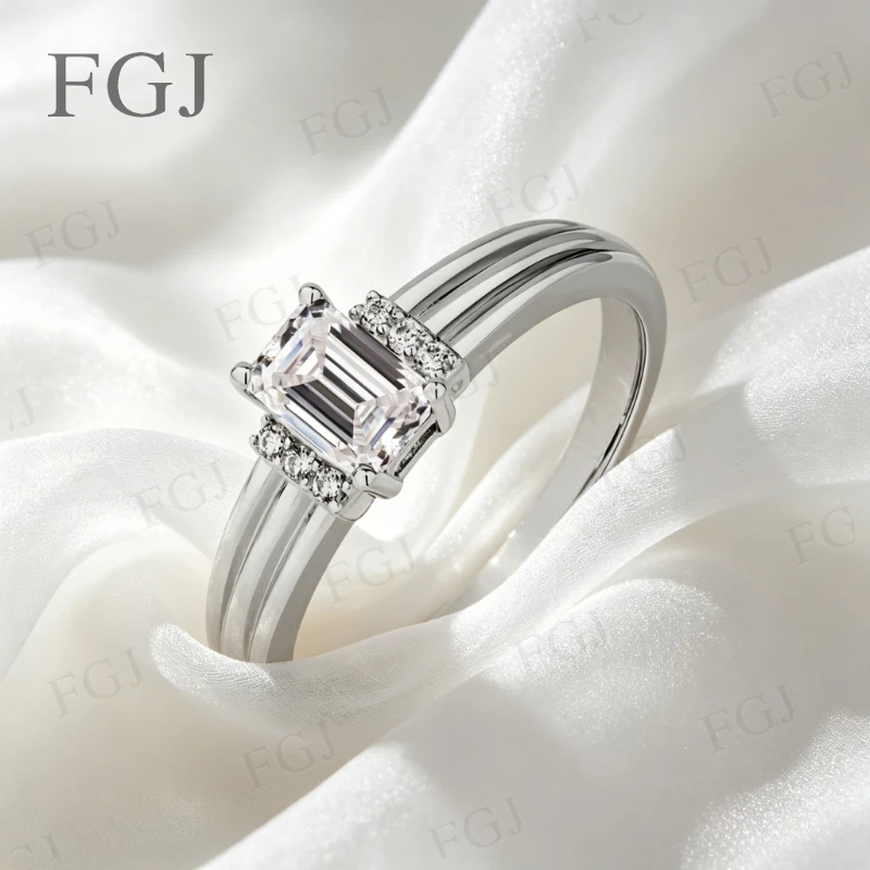 1ct Moissanit/Laborgezüchteter Edelstein-Ring im Smaragdschliff aus 925 Sterling Silber, Hochwertige Damenschmuck-Accessoires und Geschenke – Detail 20