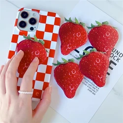 Korean Cute Strawberry Griptok Bracket for IPhone 15 14 7 Samsung Food Phone Accessories Holder Ring Support Stand Grip Tok Gift
