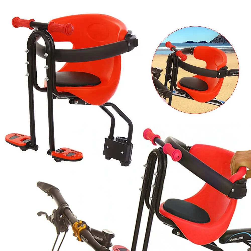 20kg Child Bike Seat kids Bicycle Front Mount Safe Seat with Handrail Pedal Bike Seat Front Mounting Bicycle Saddle Kid Carrier