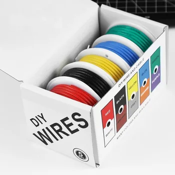 22AWG Elektrodraht, flexible Silikondrähte, 22 Gauge, verzinnter Kupferdraht, 5 Farben, jeweils 16,4 Fuß/5 m oder jeweils 32,8 Fuß/10 m