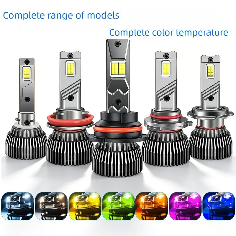 M6 Double Copper Tube 130W  Car Led Headlight 12V24V Bulb H7h4h1h3 Fog Lamp H13 9005 9006H11 3000k4300K Pink Purple Green Amber