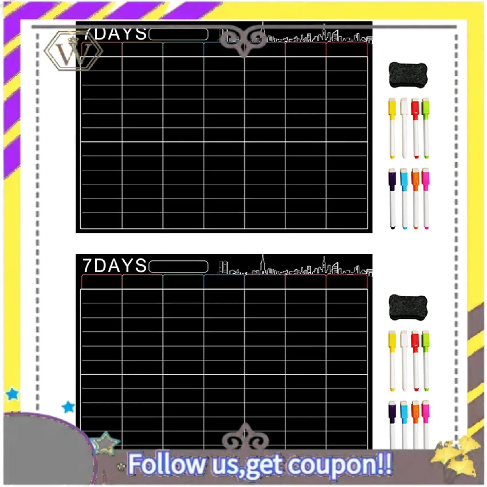 AU33-2X المغناطيسي الجاف محو التقويم مجموعة 16X12 بوصة السبورة الأسبوعية مخطط المنظم A3 لوحة بيضاء للثلاجة المطبخ المنزل #2