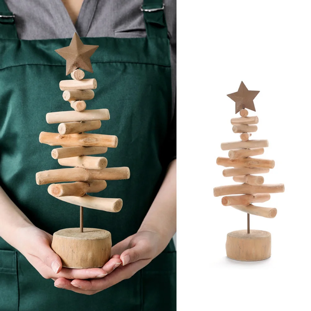 

Festive Wooden Christmas Ornament with Star Detailing Ideal for Office Bedroom Living Room Kitchen Decor Joyful Xmas Atmosphere