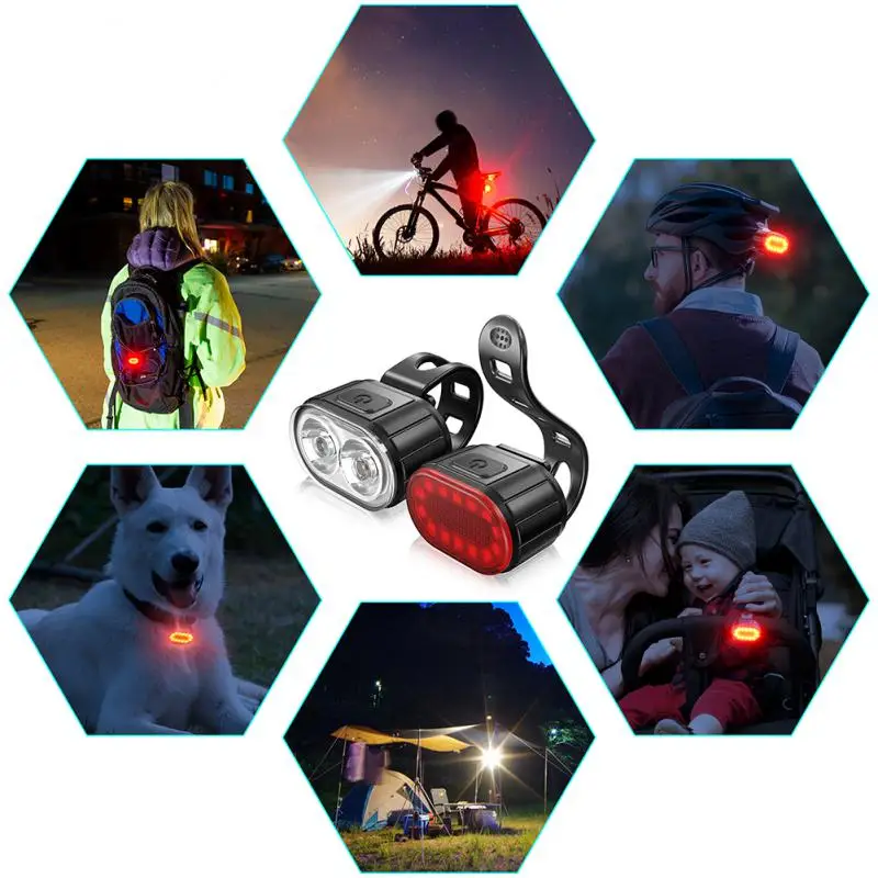 Bike Light Bicycle Lamp Front Rear Light Bicycle Lighting LED Flashlight for Bicycle Rechargeable Lamp Mountain Bike Accessories