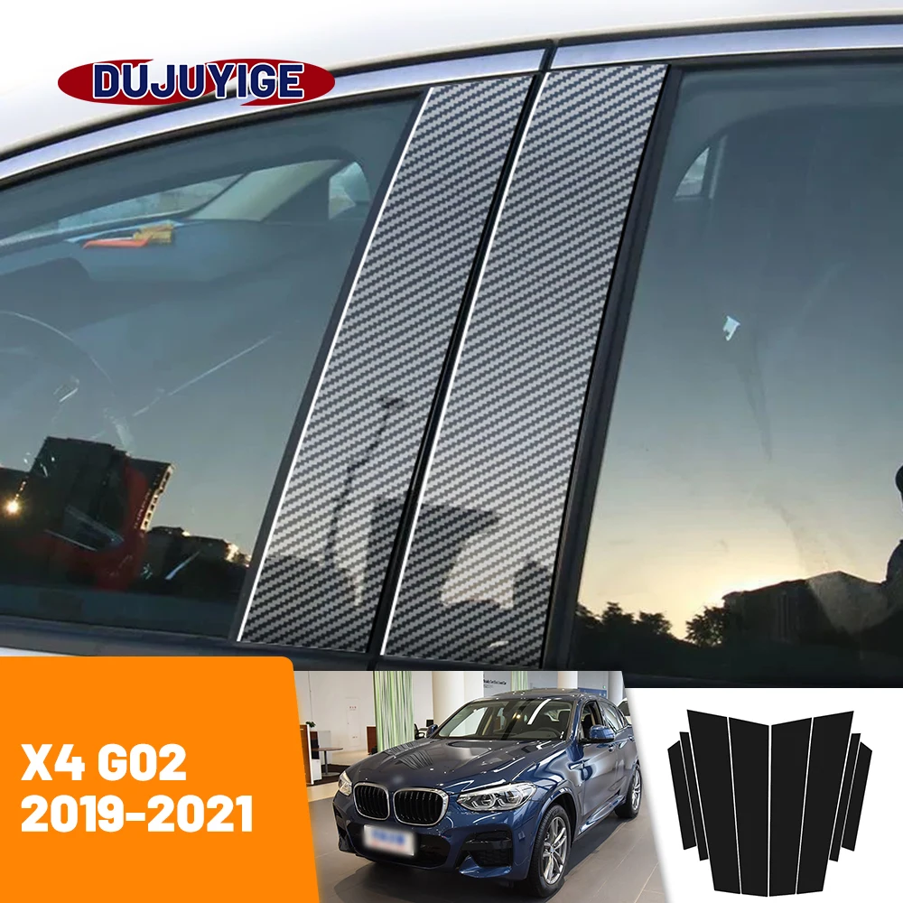 

For BMW X4 G02 2019-2021 2020 Carbon Fiber Window Door Column Deal B C Pillar Post Cover Trim Sticker