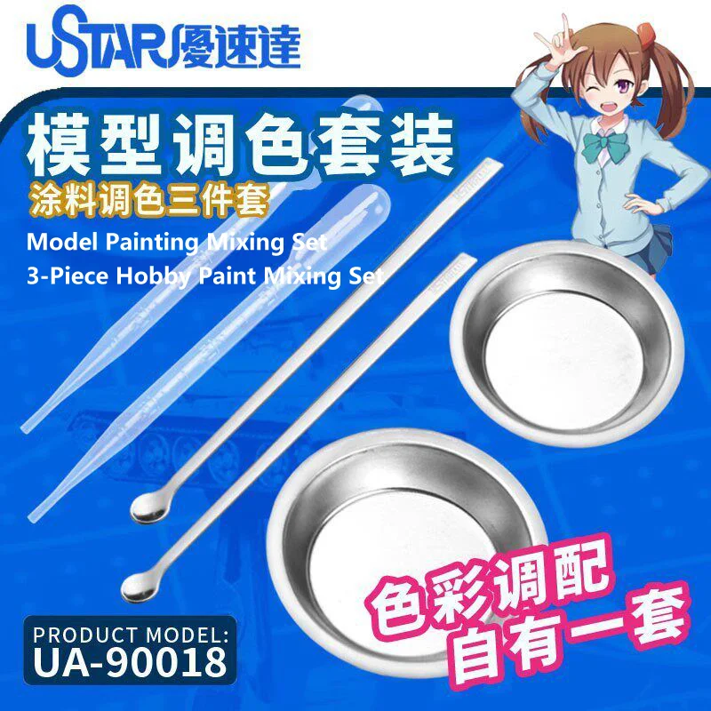U-STAR UA-90018 Model Paint Mixing Set with Dropper, Mixing Dish and Stirring Rod for Hobby Model Building Craft Coloring Tool
