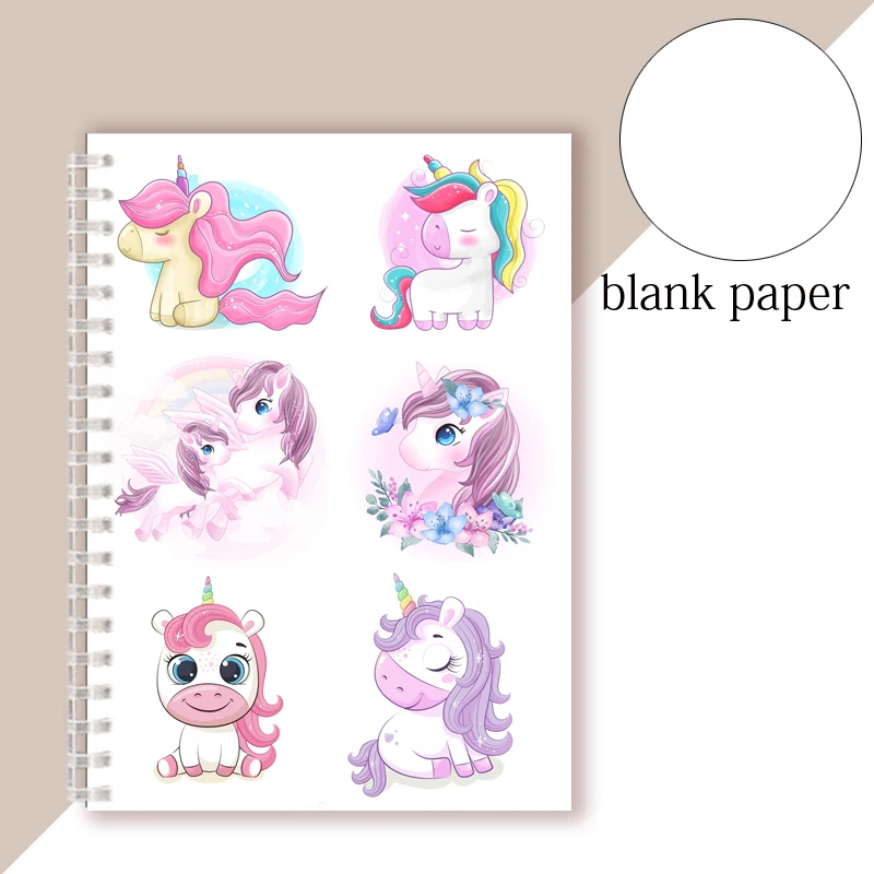 A5 Spiral Notebook Cute Cartoon Animal Elephant Giraffe Dinosaur Unicorn Rabbit Lion Posters Notepad Writing Note Book Diary