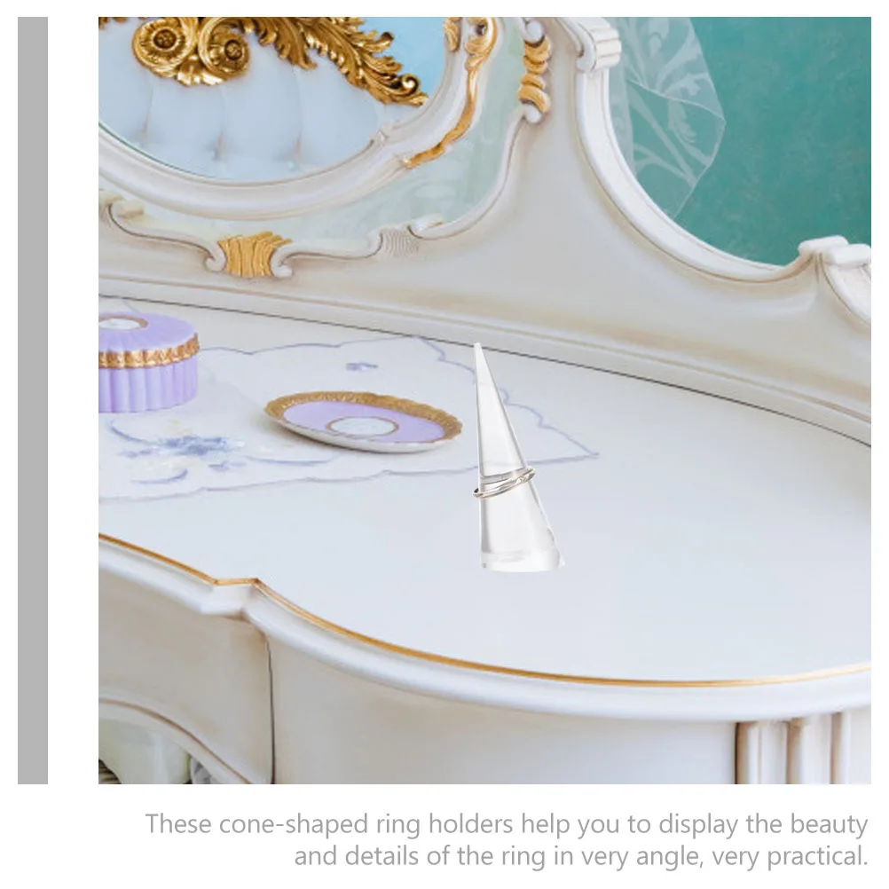 

8Pcs Acrylic Ring Display Stand Cone Holder Ring Organizer for Jewelry Shop Home Use Showcase Cone Shape Rings Stand