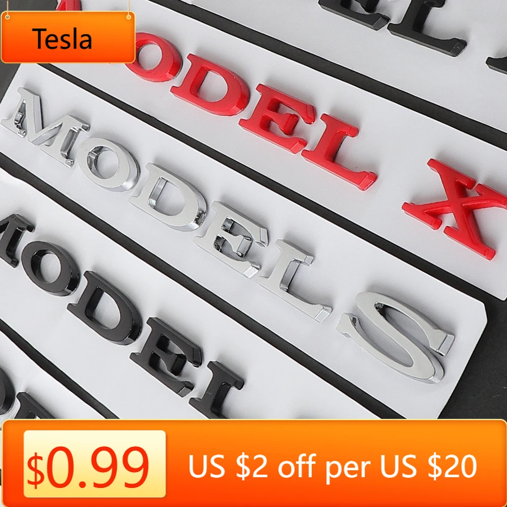 

Tesla Auto Exterior Decor ABS Car Tailgate Trunk Engine Cover Decals Emblem Badge Stickers For Tesla Model Y Model S Model X Sty