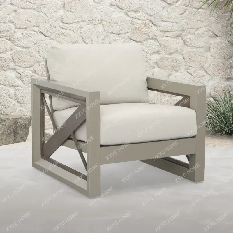 Silla de brazo con paneles biselados para Patio al aire libre, patrón geométrico moderno, resistente al óxido