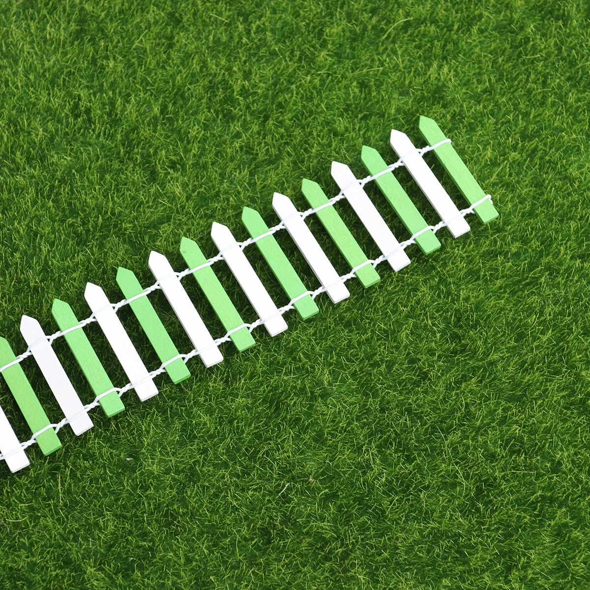 

Wooden Mini Fence for Miniature Gardens Light Green and White DIY Bonsai Decoration Fairy Garden Christmas Tree Accent