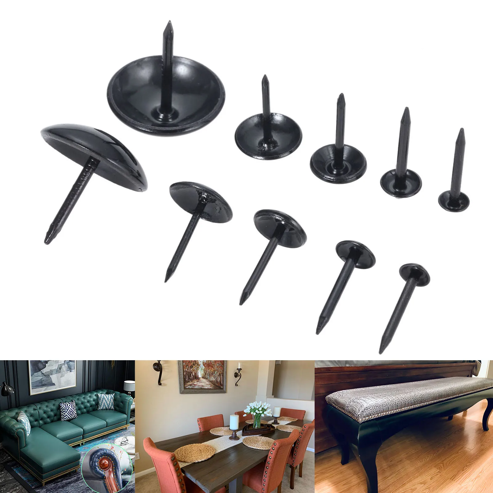 20Pcs/10Pcs Round Head Metal Pushpins Black Upholstery Tacks Jewelry Case  5/7/9/11x17mm Furniture Nails Haredware