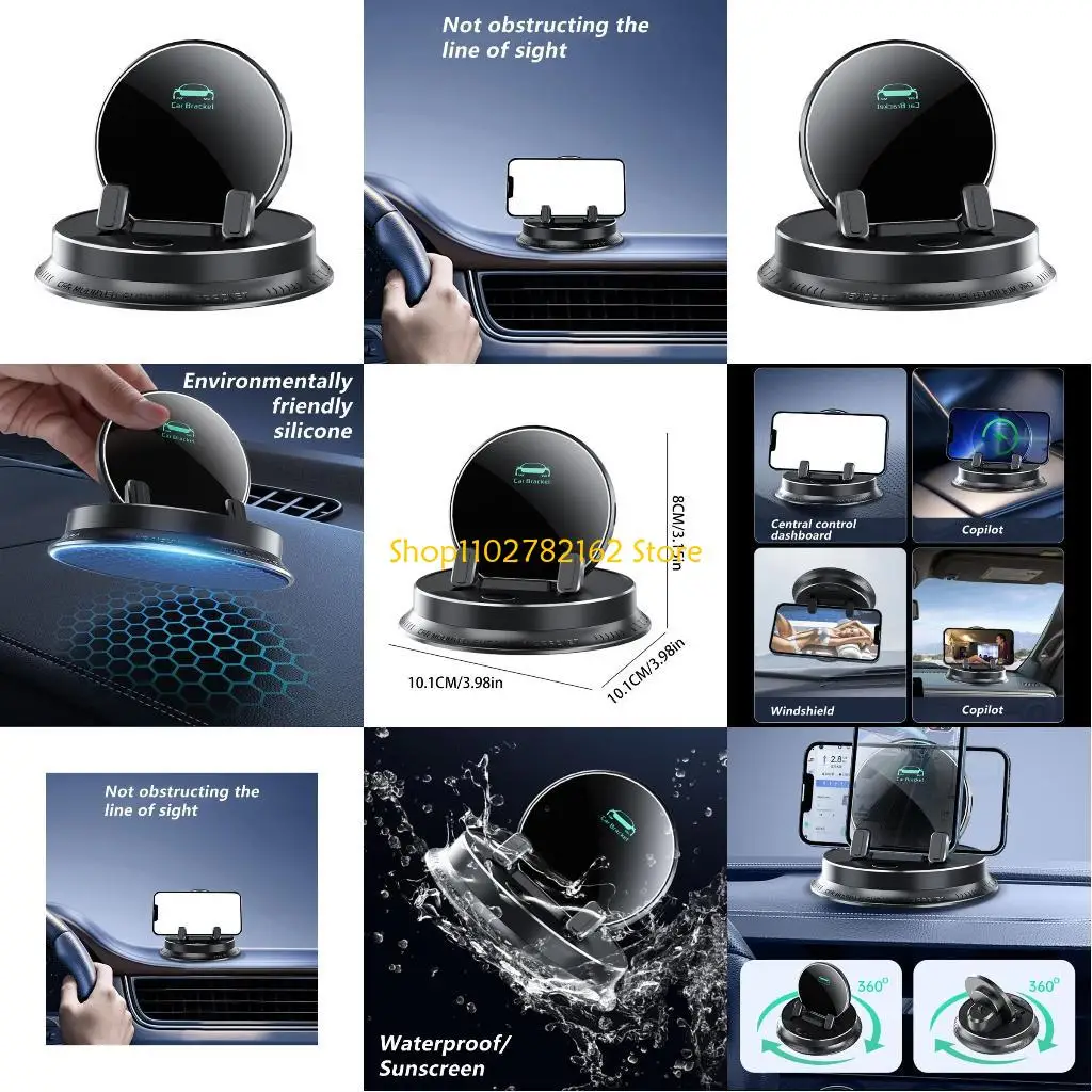 

547B Dashboard Auto Clamp Phone Holder NonSlip 360 Adjustable Rotation Universal