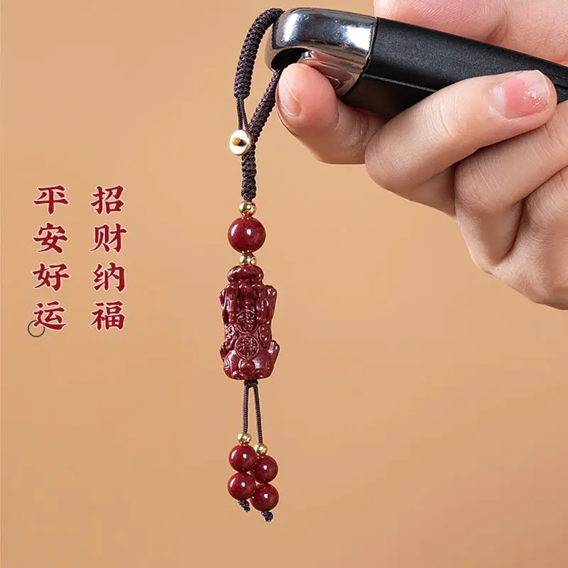 Purple Gold Sand Red Vermilion Sand Pixiu Mobile Phone Hanging Rope Primordial Year Lucky Mobile Phone Chain Small Pendant