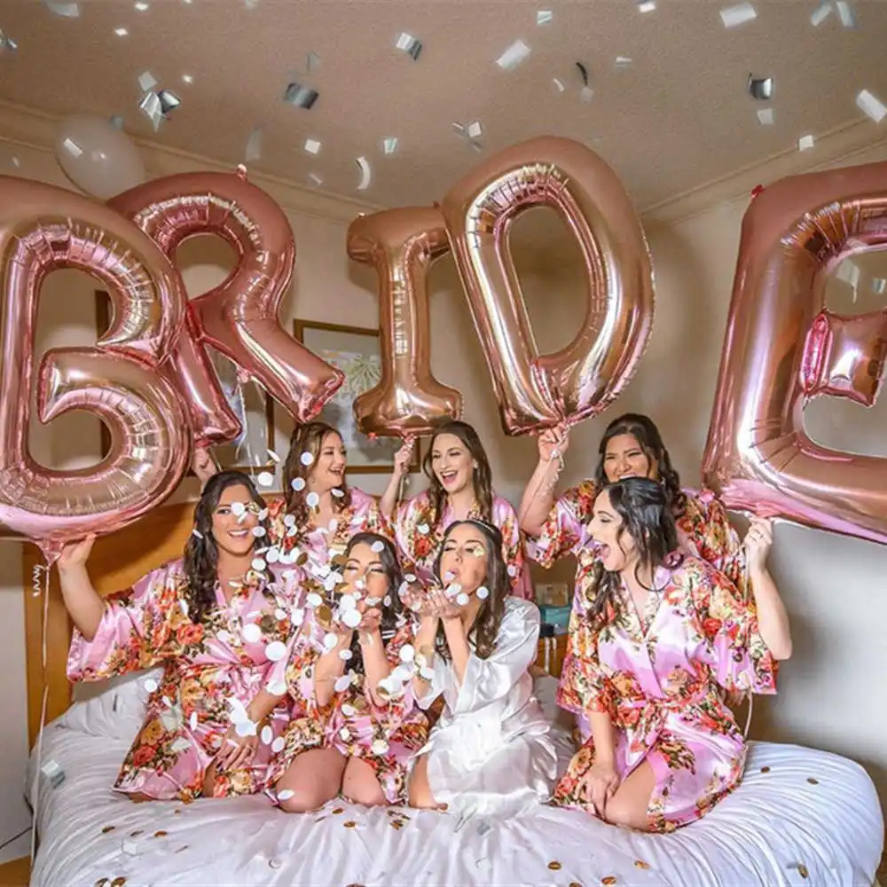 Large Rose Gold BRIDE Letter Foil Balloons Bride To Be Alphabet Balloon Valentines Day Wedding Bridal Bachelorette Party Decor