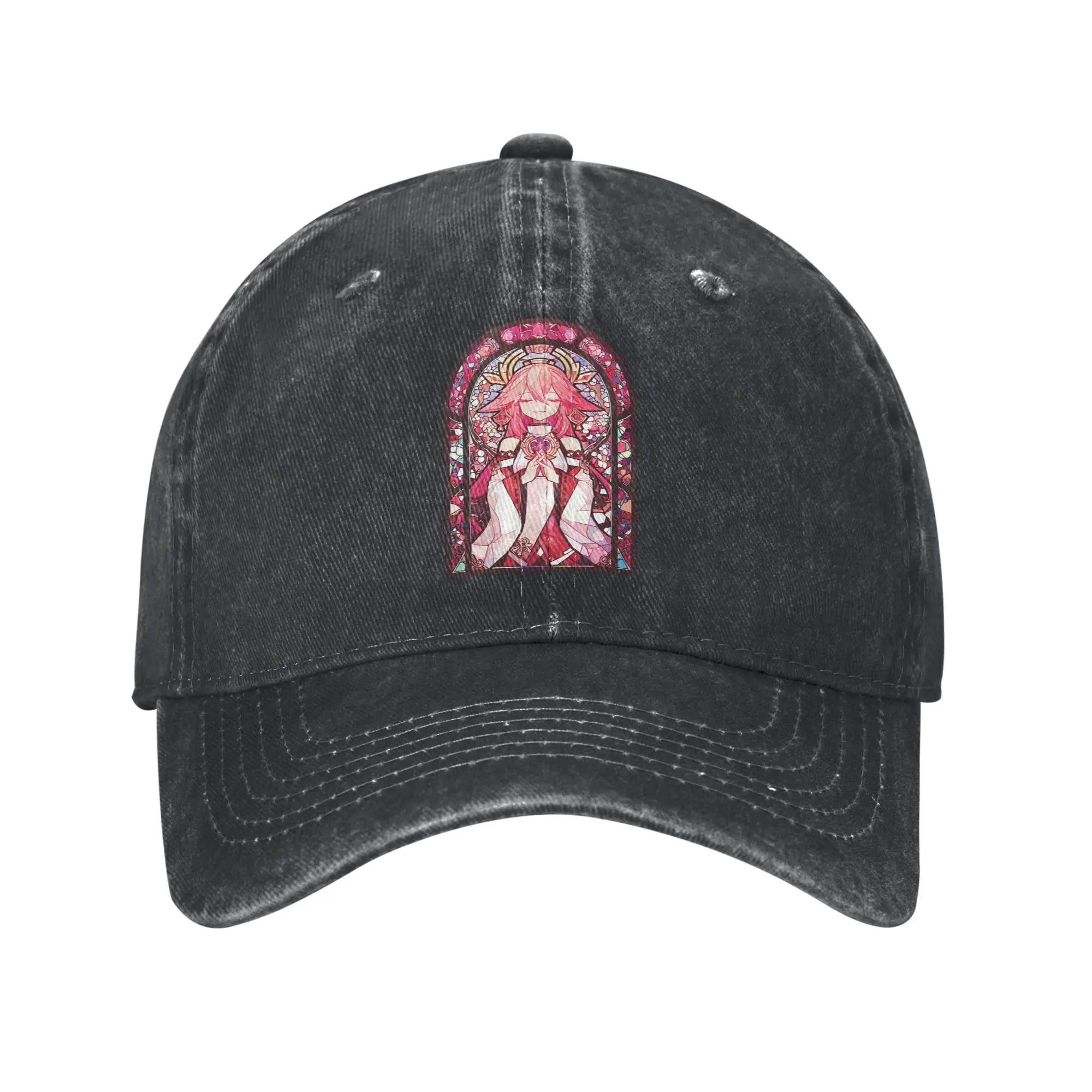 Stained Glass Yae Miko Fashion Baseball Cap  Aesthetic Women's Sun Hat  Shopping Women's Sun Hat