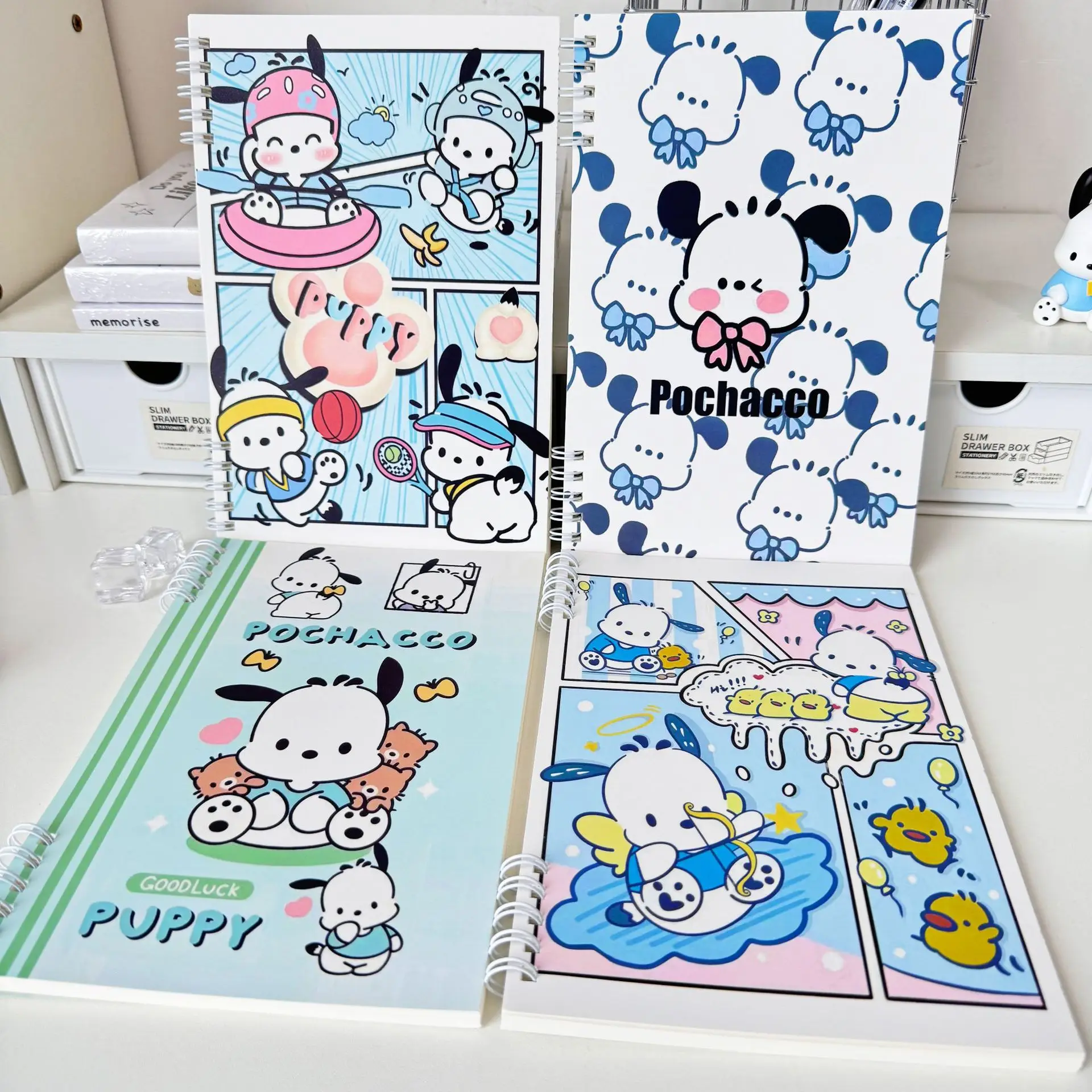

4pcs Kawaii Sanrio Pochacco A5 Coil Notebook Cute Notebook Student Homework Notebook Thick Horizontal Line Notebook Girl Gift