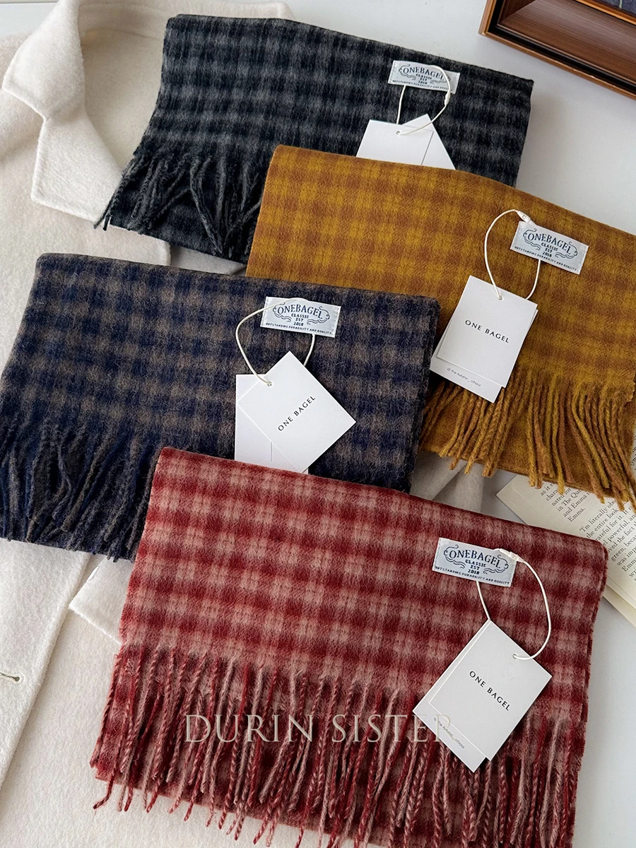 

Хорошее качество, модные винтажные клетчатые шарфы из 100% шерсти, унисекс, шерстяные шарфы ручной работы, осенне-зимний комфортный теплый шейный платок, длинный