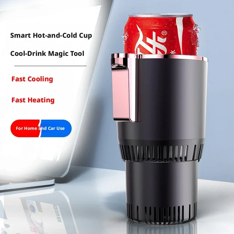 2 in 1 Car Heating Cooling Cup One Key Fast Cool Heat Smart Digital Temp Display Portable Electric Cup for Vehicle Summer Use