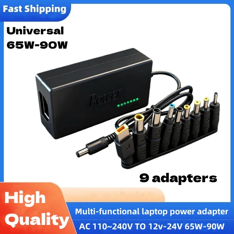 Adaptador de corriente universal portátil de 65W para laptop, 12V 15V 16V 19V 4.5A 20V 24V, cargador para Lenovo, HP, Asus, Acer, Samsung, Sony, Toshiba