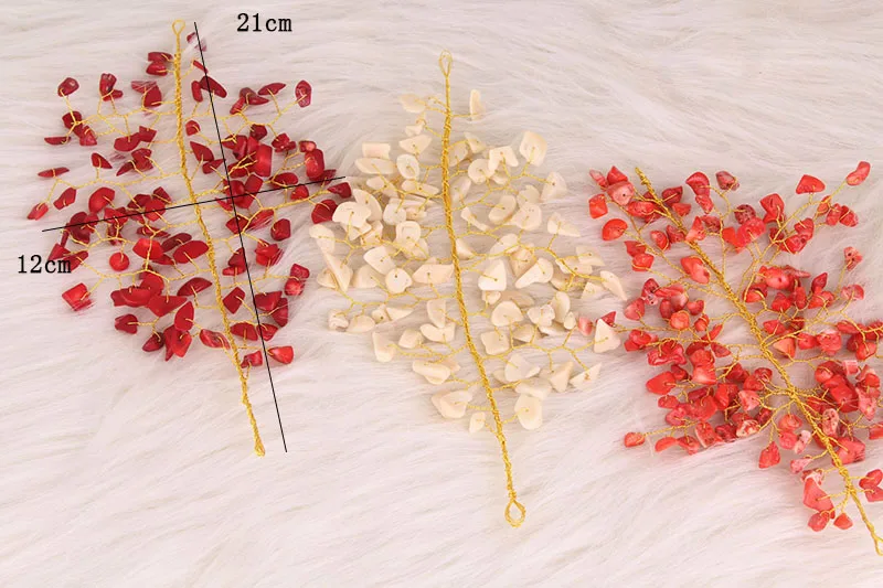 4ujewelry-tocado de 21cm para boda tradicional nigeriana, cuentas de Coral natural, 3 colores, para mujer