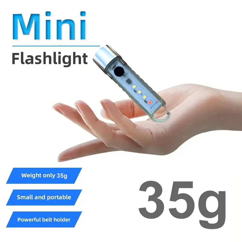 Bright Small Palm Mini COB Flashlight Usb Rechargeable Portable Clip Child Pocket Torch Hiking Camping Home Work Emergency Lamp