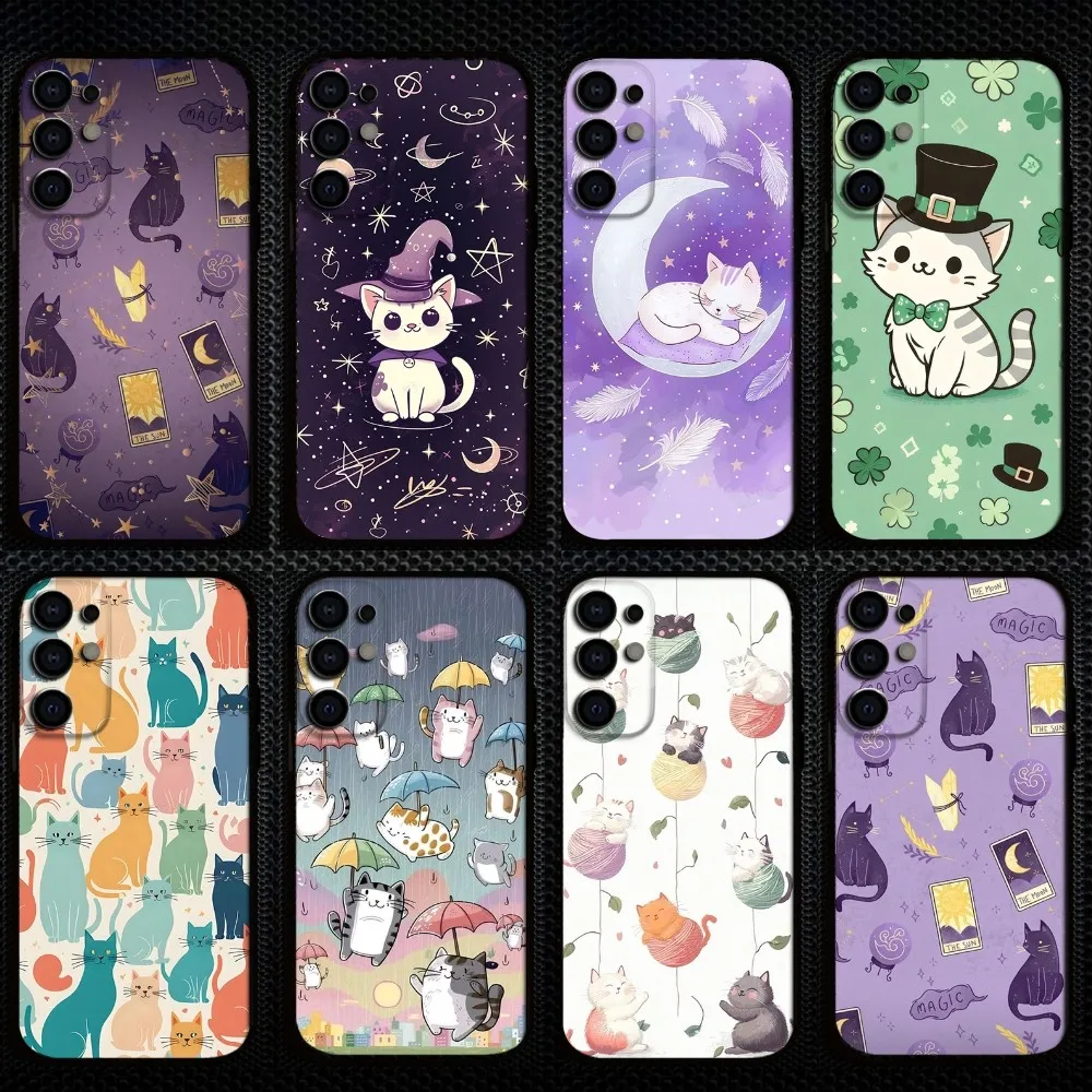 

Kawaii Cat Phone Case For Samsung S25/S24/S23/S22/S21/S20/Plus,Fe,Lite/Others Black Cover
