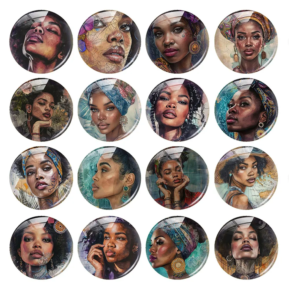 

Handmade Beauty Black Girl Photo Glass Cabochon Flatback Demo Flat Back Cameo For Diy Jewelry Making Supplies Accessories