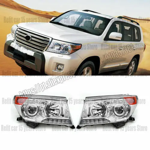 for toyota land cruiser lc200 2008-2015 led front headlights head light lamp 2pcs