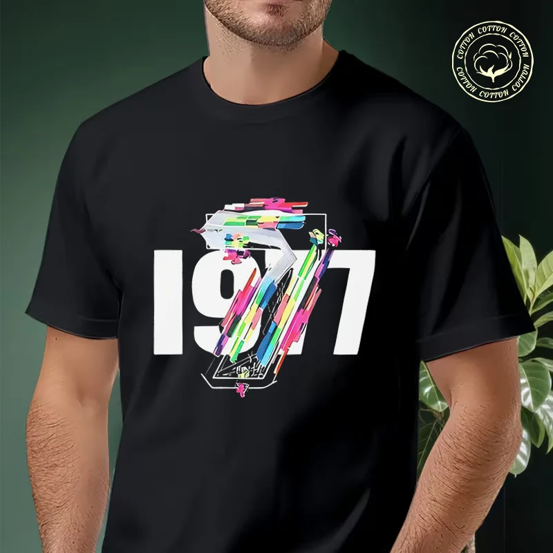

Motorcycle 1977 Retro Alphabet Print T-Shirt Men Cotton Tees O-neck Short Sleeve T Shirt Fashion Hip Hop Tee