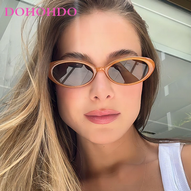 

Small Oval Women Sunglasses 2025 New Luxury Brand Design Fashion Leopard Brown Retro Colorful Shade Eyeglass Personality Unisex