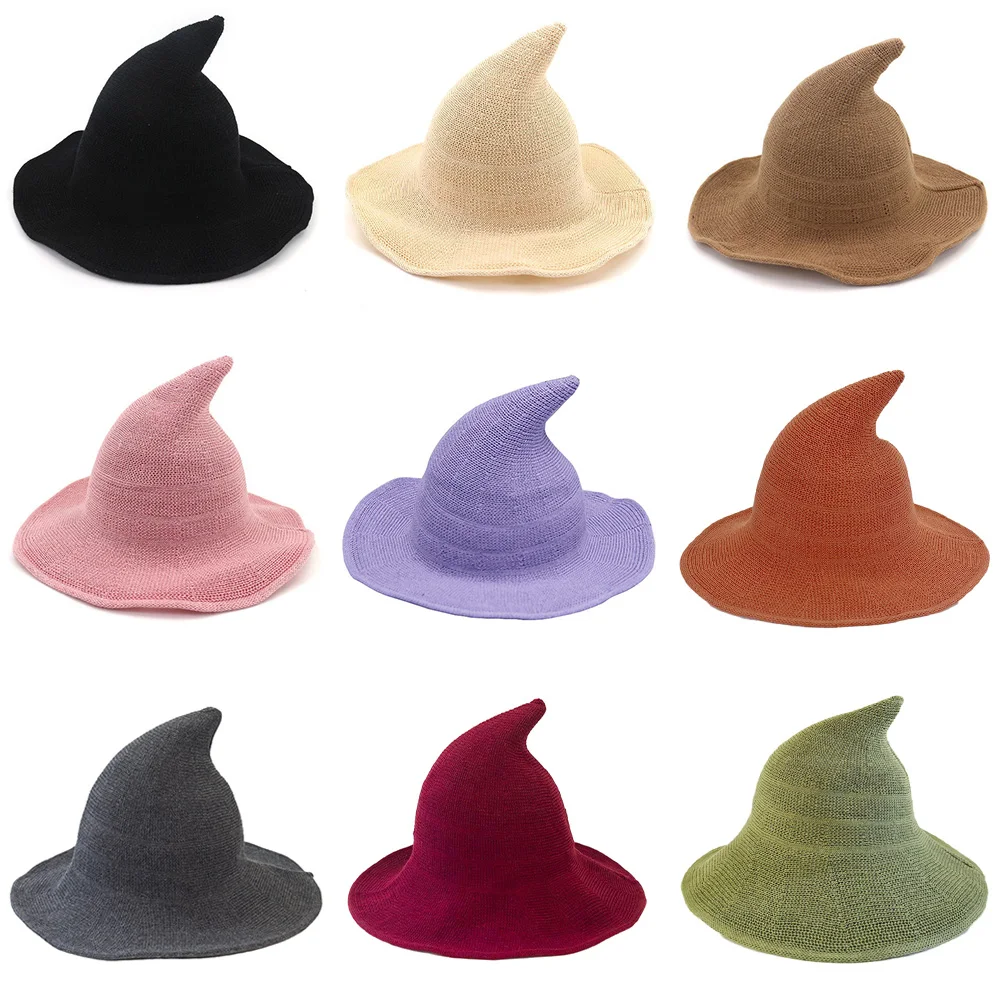 Halloween Witch Hat Knitted Cap for Women