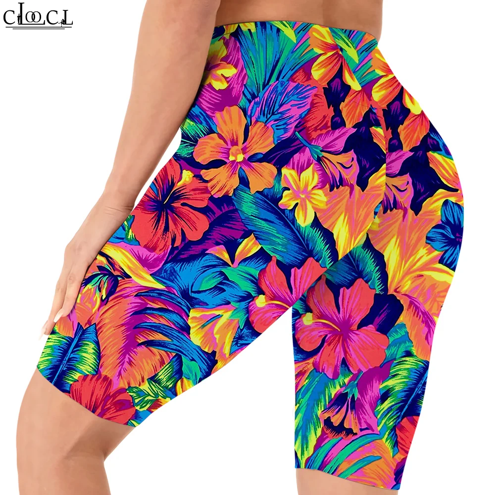 CLOOCL Beautiful Colorful Flowers Leggings 3D Pattern Printed Shorts Women Sexy Gym Sweatpants for Female Biker Sports Shorts